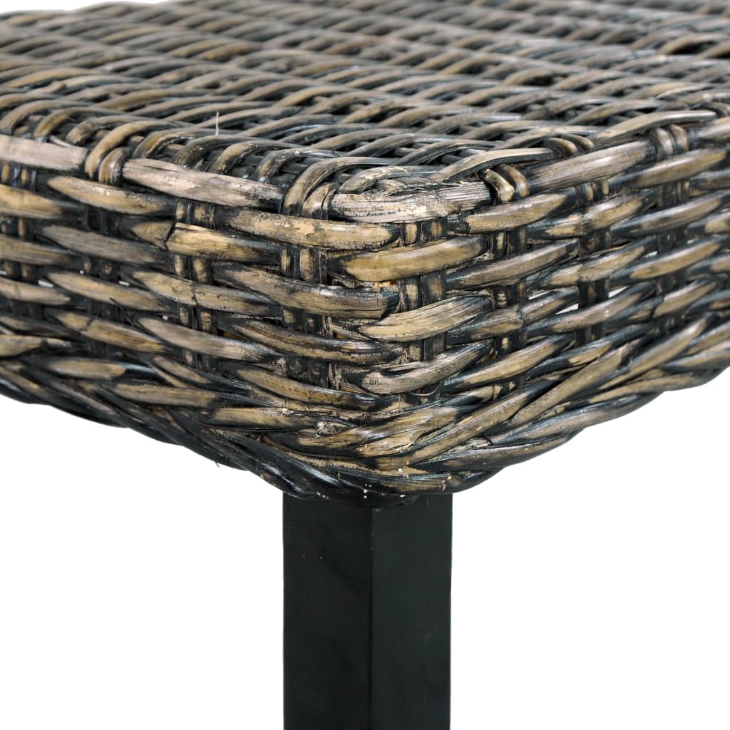 Sitzbank 110 cm Weiß Natur Kubu-Rattan und Massivholz Mahagoni