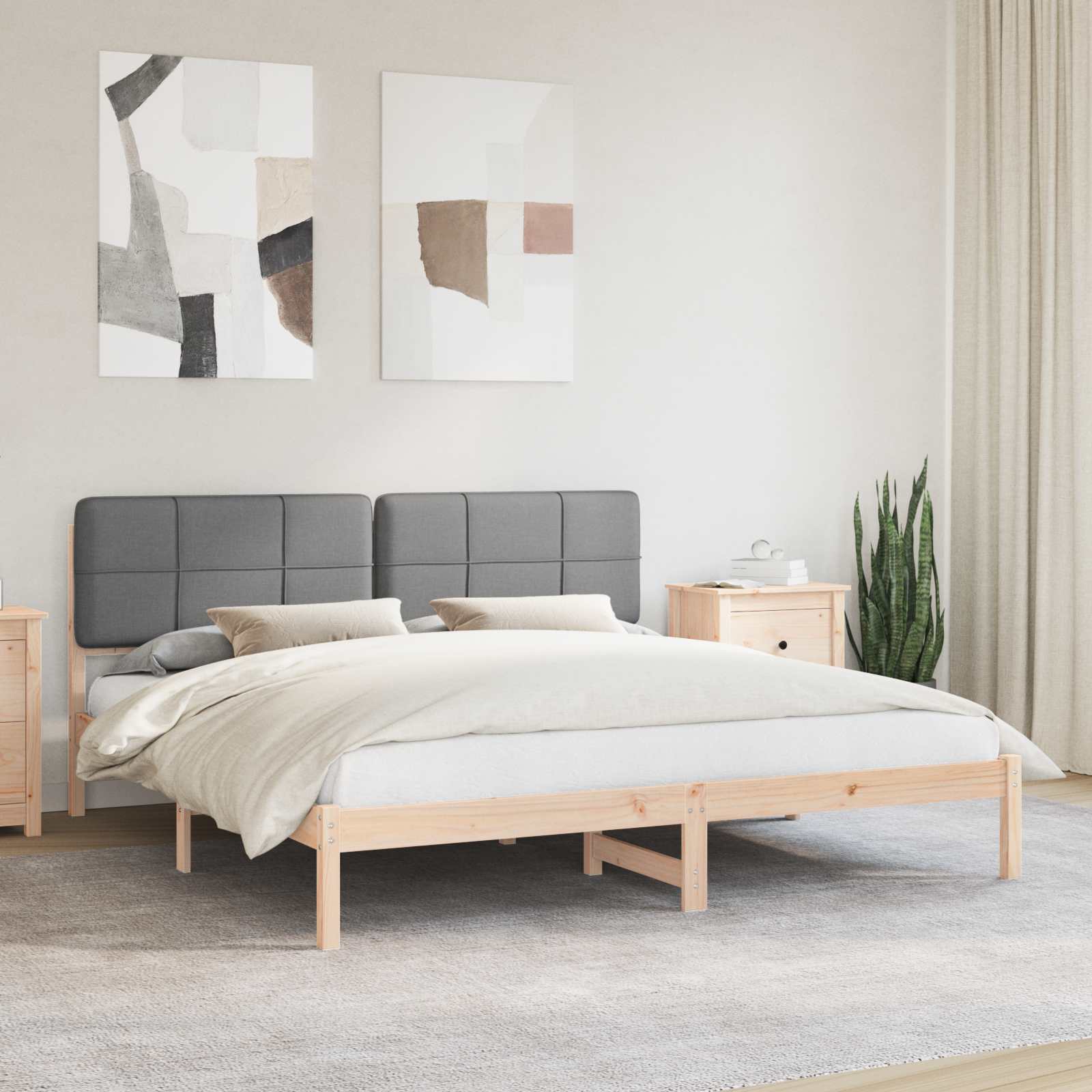 Bettgestell mit gepolstertem Kopfteil Hellgrau 200 x 200 cm