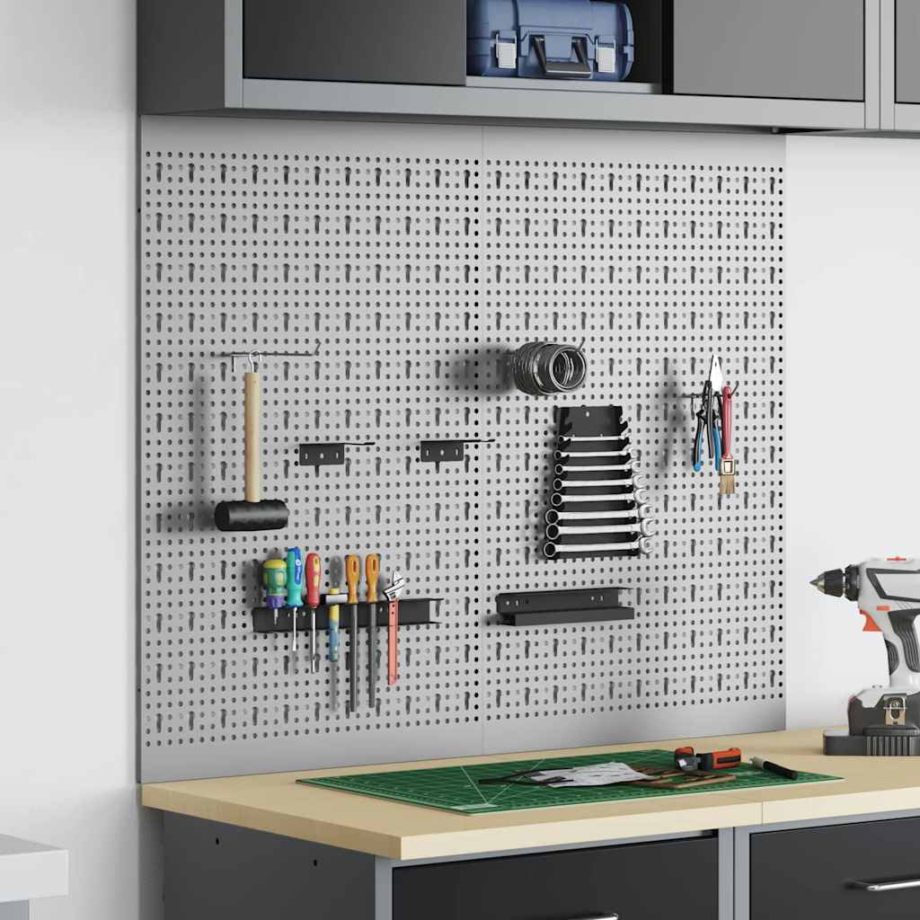 Werkzeugwandpaneel 2 pcs Grau 100 x 1 x 60 cm