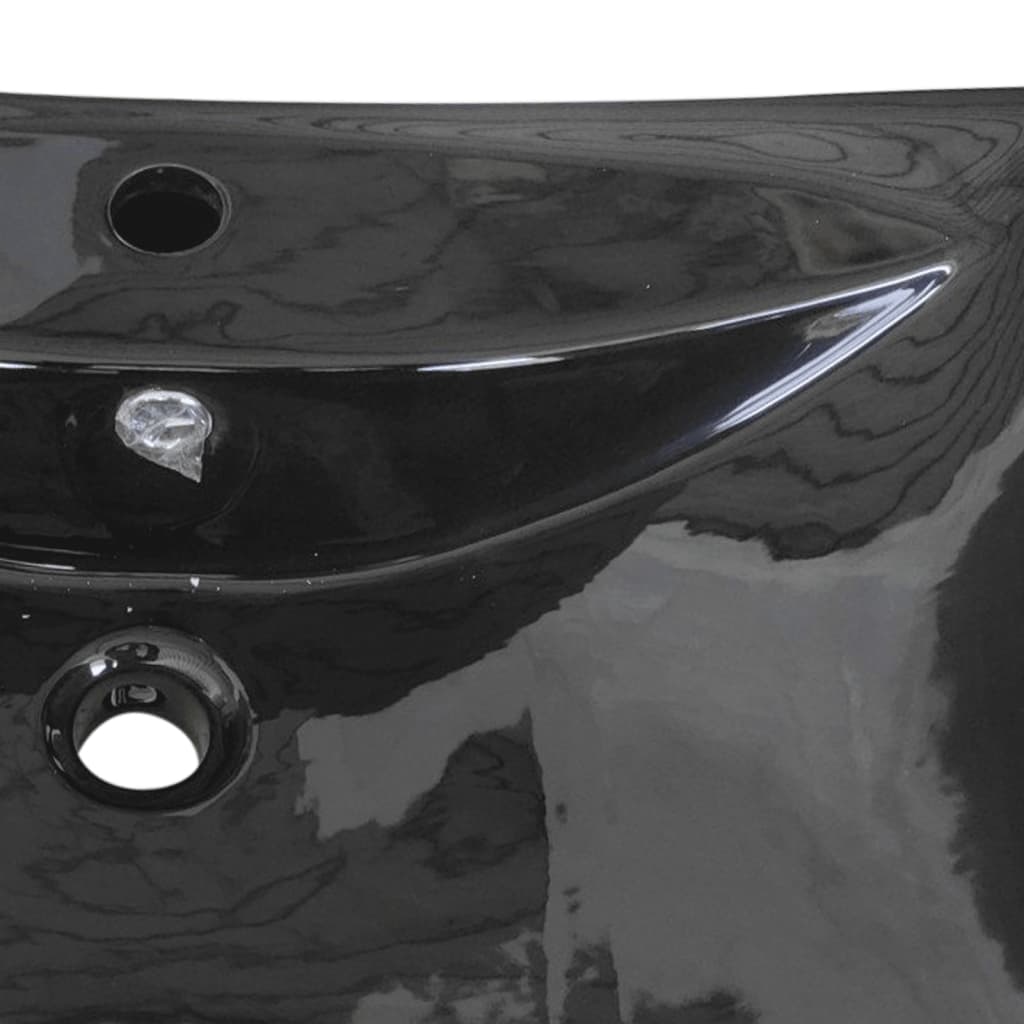 Luxuriöses Keramik-Waschbecken rechteckig mit Überlauf und Hahnloch