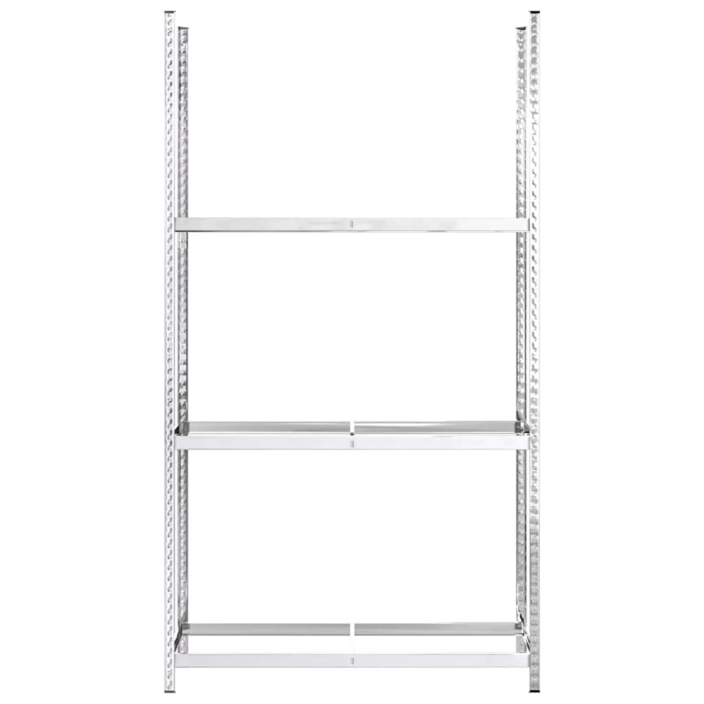Reifenregale mit 2 Böden 3 Stk. Silbern 110x40x110 cm Stahl