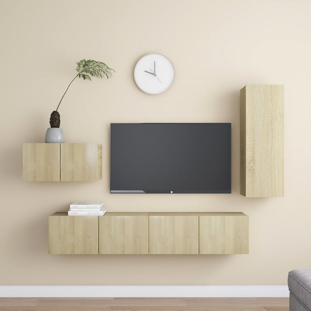 4-tlg. TV-Schrank-Set Weiß Holzwerkstoff