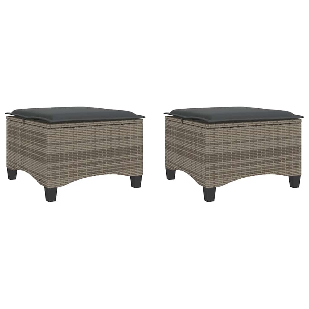 Gartenhocker mit Kissen 2 Stk. Schwarz 55x55x36 cm Poly Rattan