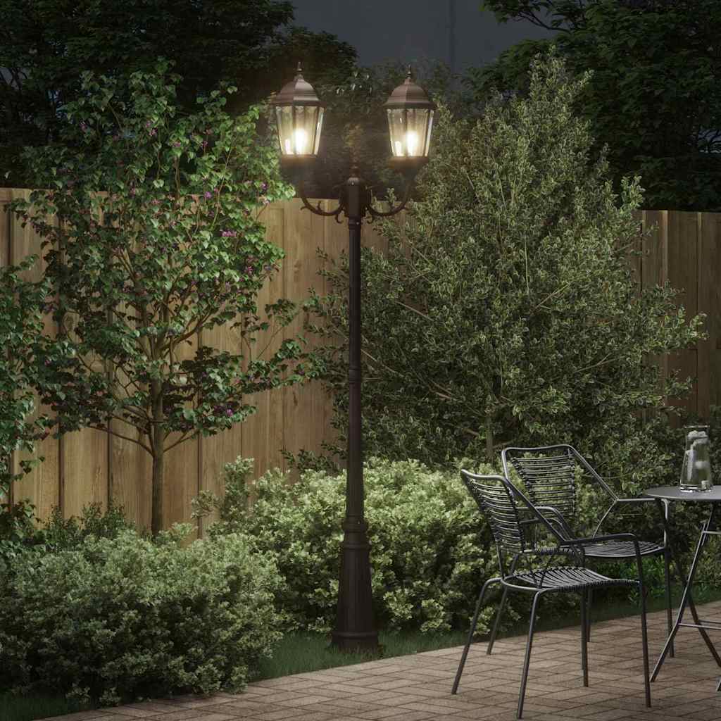 Gartenlaterne 3-flammig 230 cm Dunkelgrün/Schwarz Aluminium
