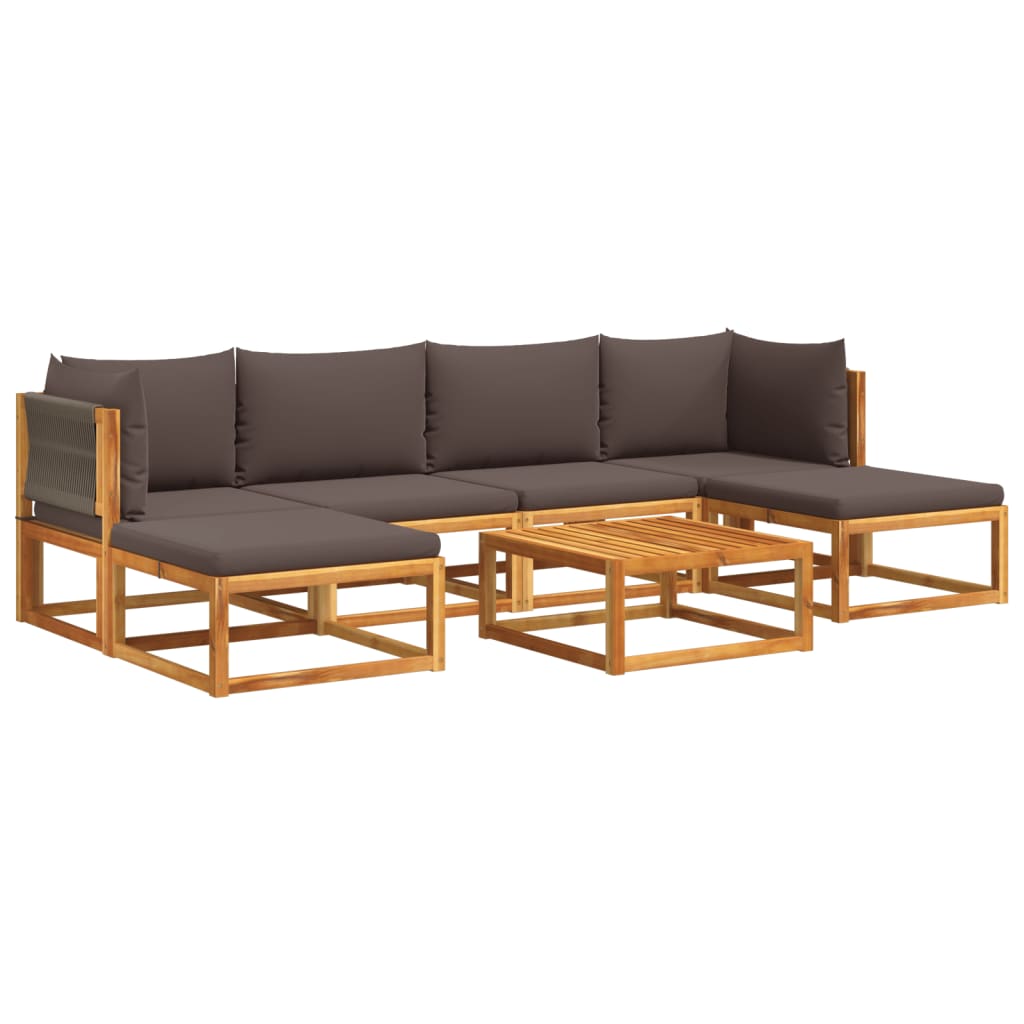 6-tlg. Gartensofa-Set mit Kissen Holz Akazie & Seil