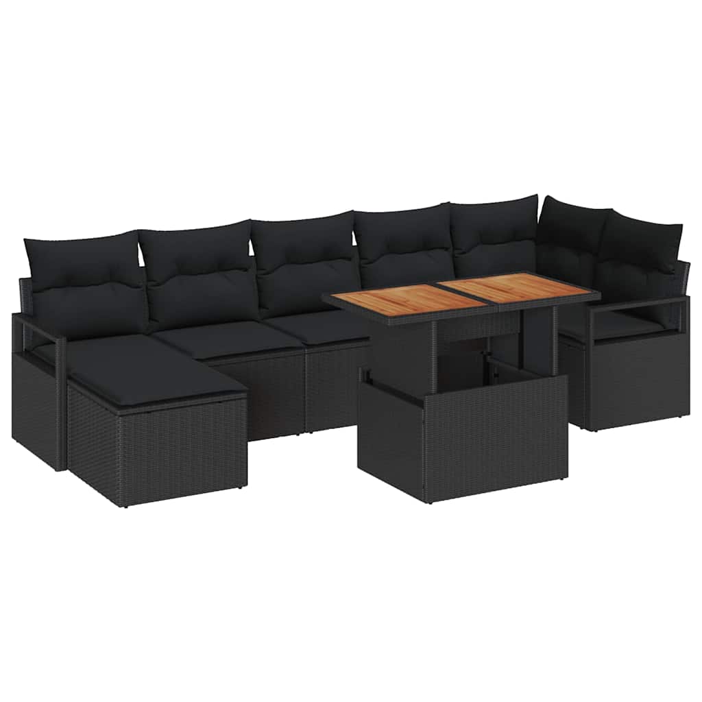 Garten Essgruppe mit Kissen 8 pcs Schwarz und Creme