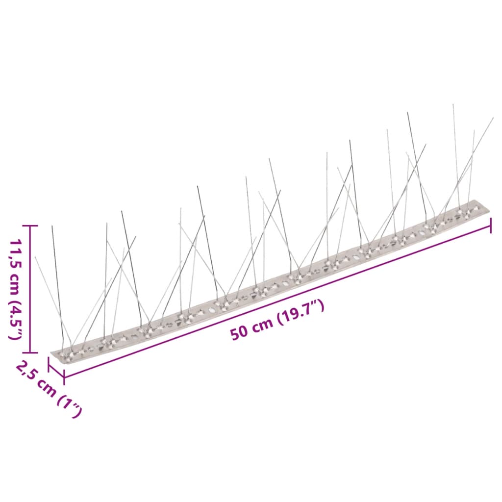 20-tlg. Taubenabwehr Spikes-Set Edelstahl 10 m 4-reihig