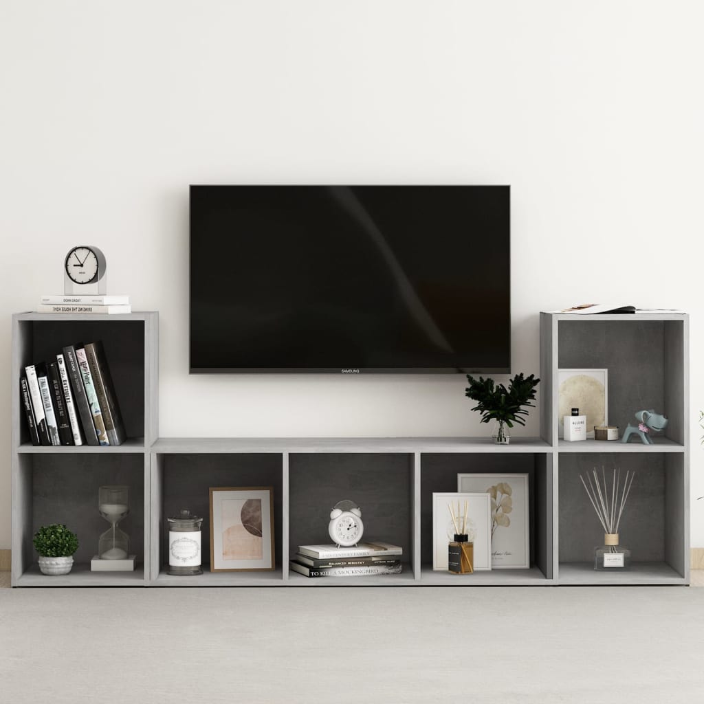 3-tlg. TV-Schrank-Set Weiß Holzwerkstoff