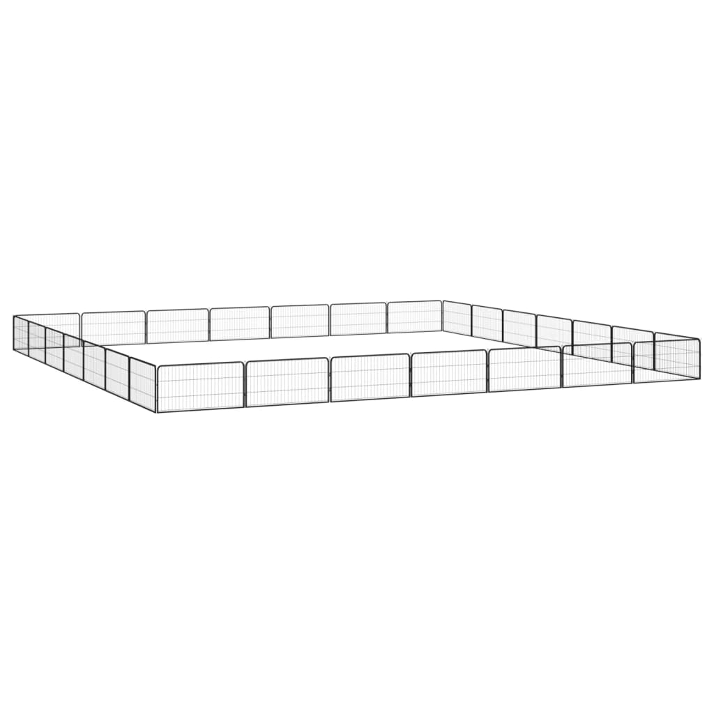 4-tlg. Hundelaufstall Schwarz 100x50cm Stahl Pulverbeschichtung