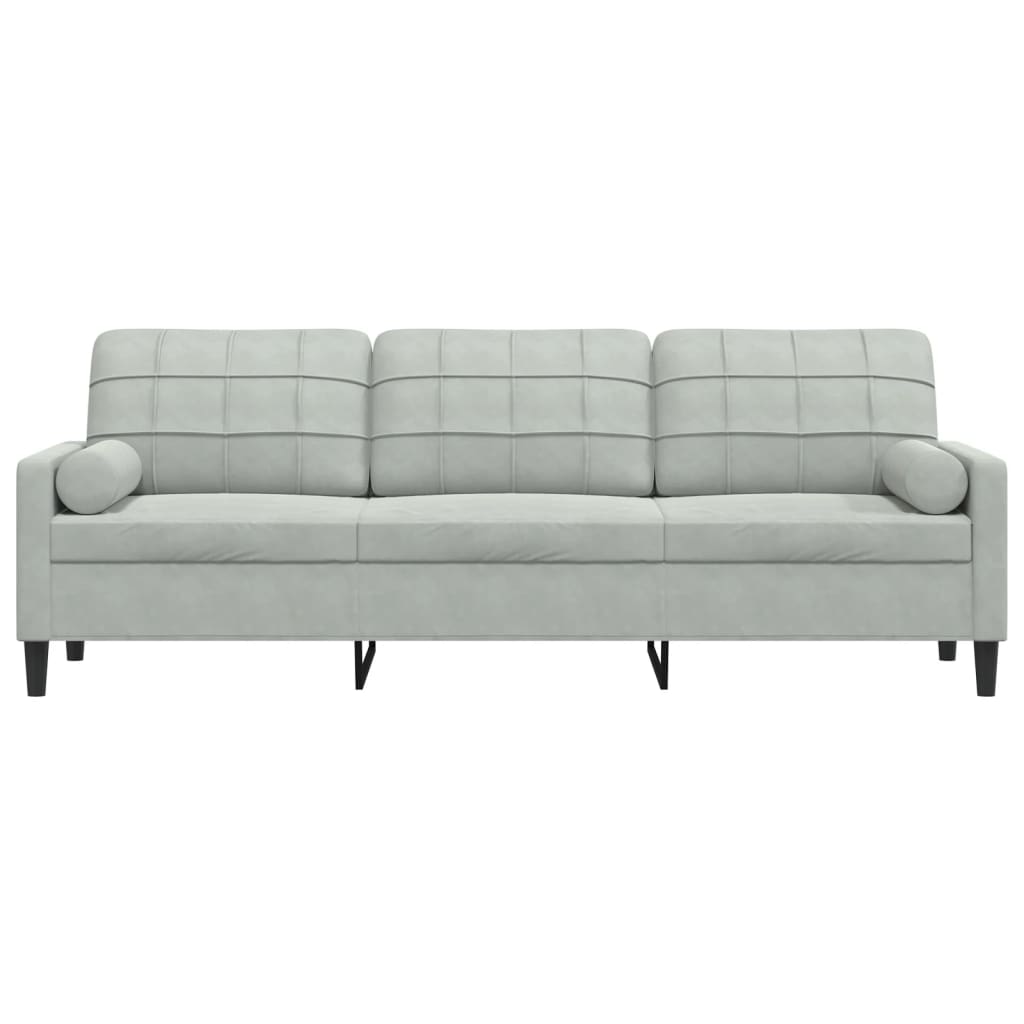 2-Sitzer-Sofa mit Zierkissen Hellgrau 120 cm Samt
