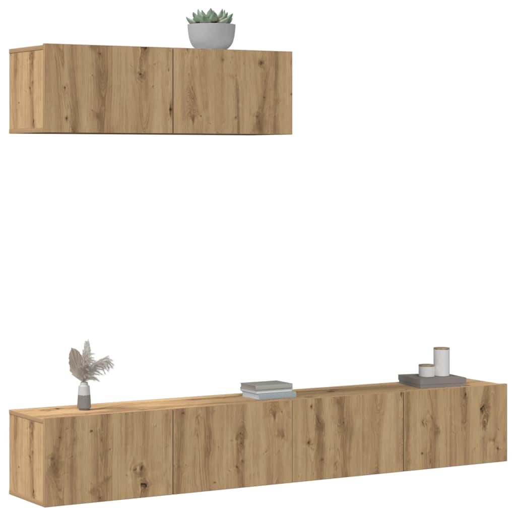 3-tlg. TV-Schrank-Set Weiß Holzwerkstoff
