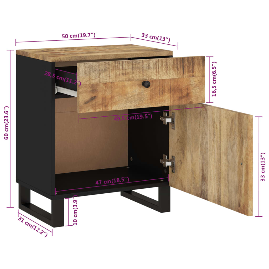 Nachttisch 50x33x60 cm Altholz Massiv & Holzwerkstoff