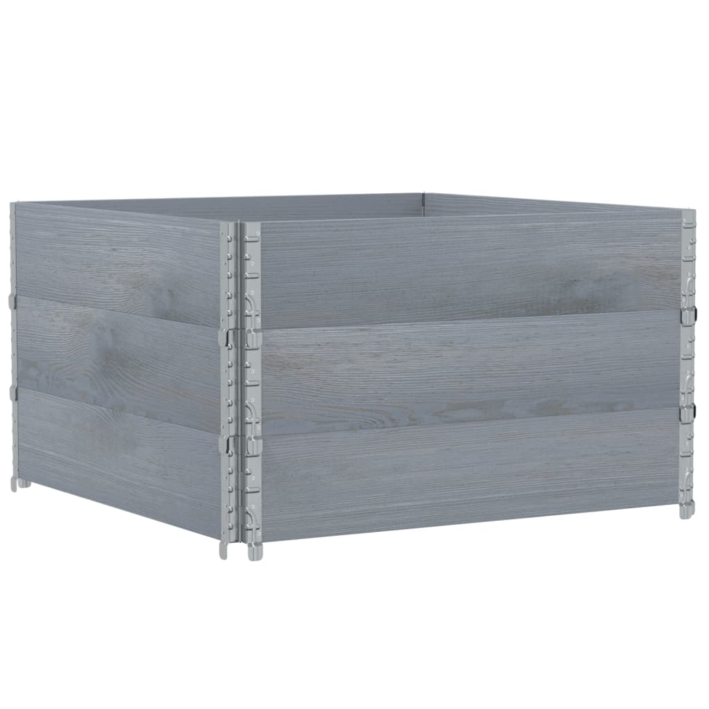 Paletten-Aufsatzrahmen Schwarz 80x60 cm Massivholz Kiefer