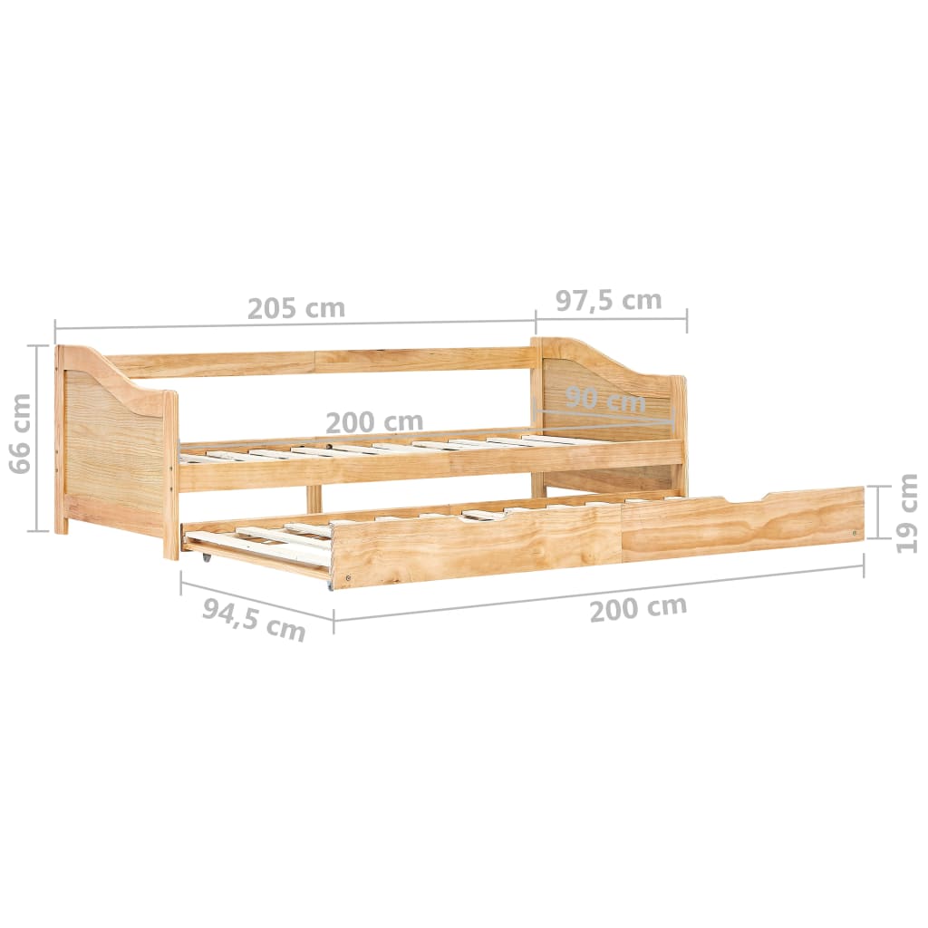 Ausziehsofa Bettgestell Weiß Kiefernholz 90×200 cm