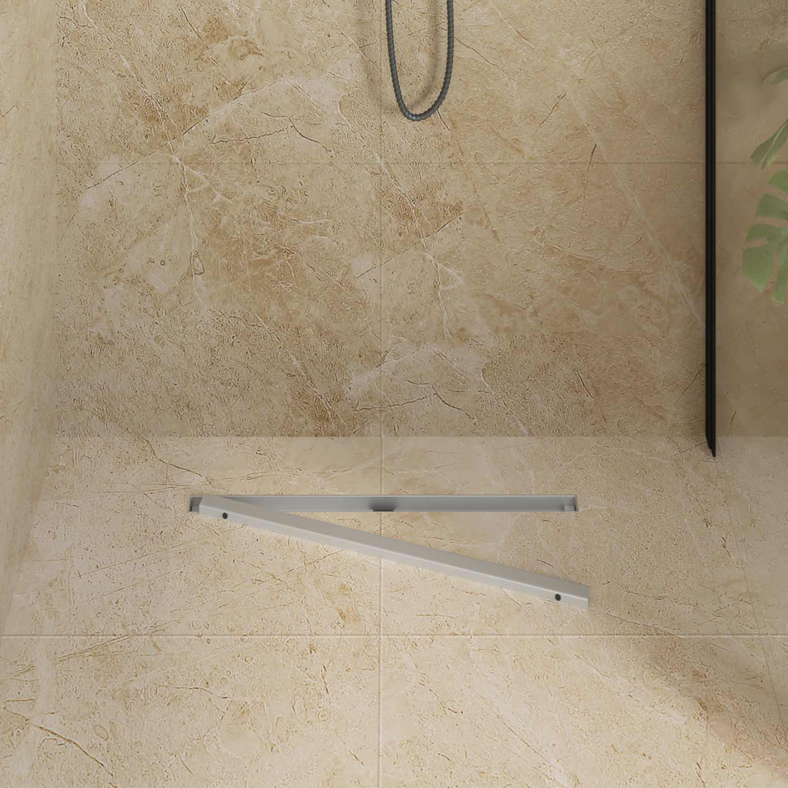 360° Duschablauf mit slim Modell Silber 50 cm Edelstahl 304
