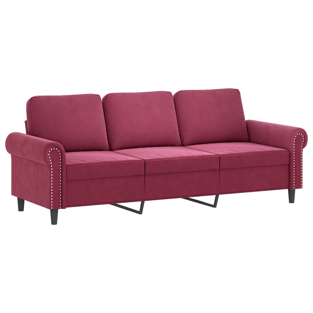 3-Sitzer-Sofa mit Hocker Hellgrau 180 cm Samt