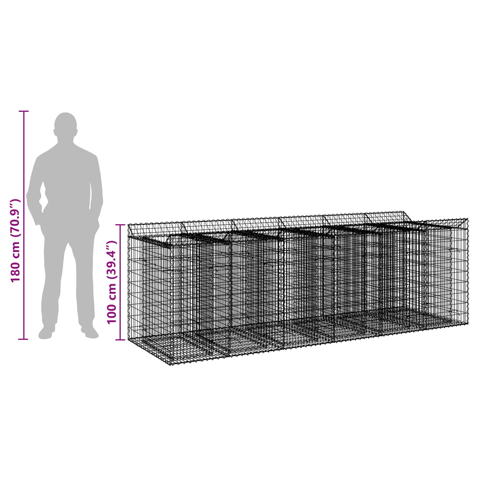 Gabionen-Hochbeet 2 pcs Silber