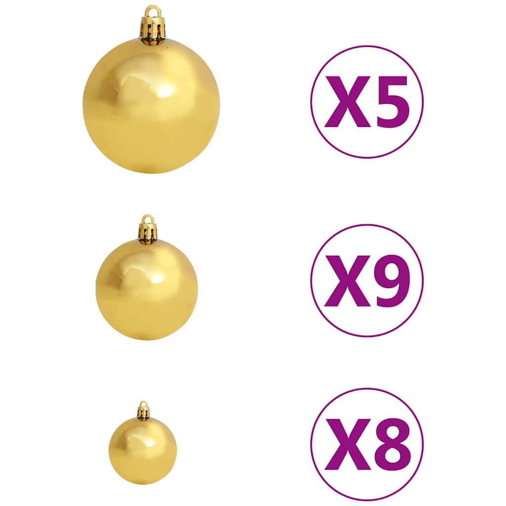 Künstlicher Weihnachtsbaum mit LEDs Kugeln Zapfen 150 cm