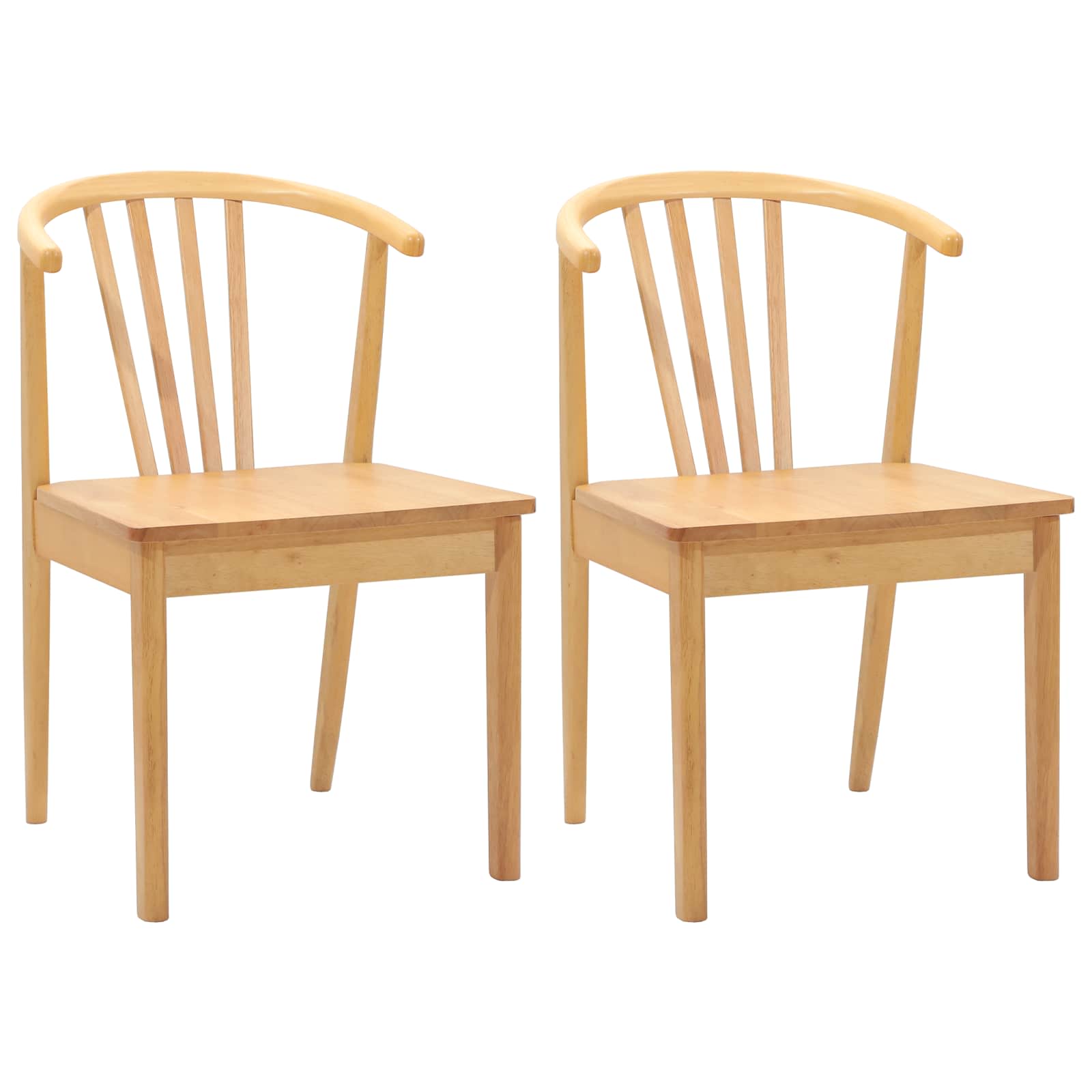 Esszimmerstuhl 2 pcs Hellbraun und hell Solides Gummiholz
