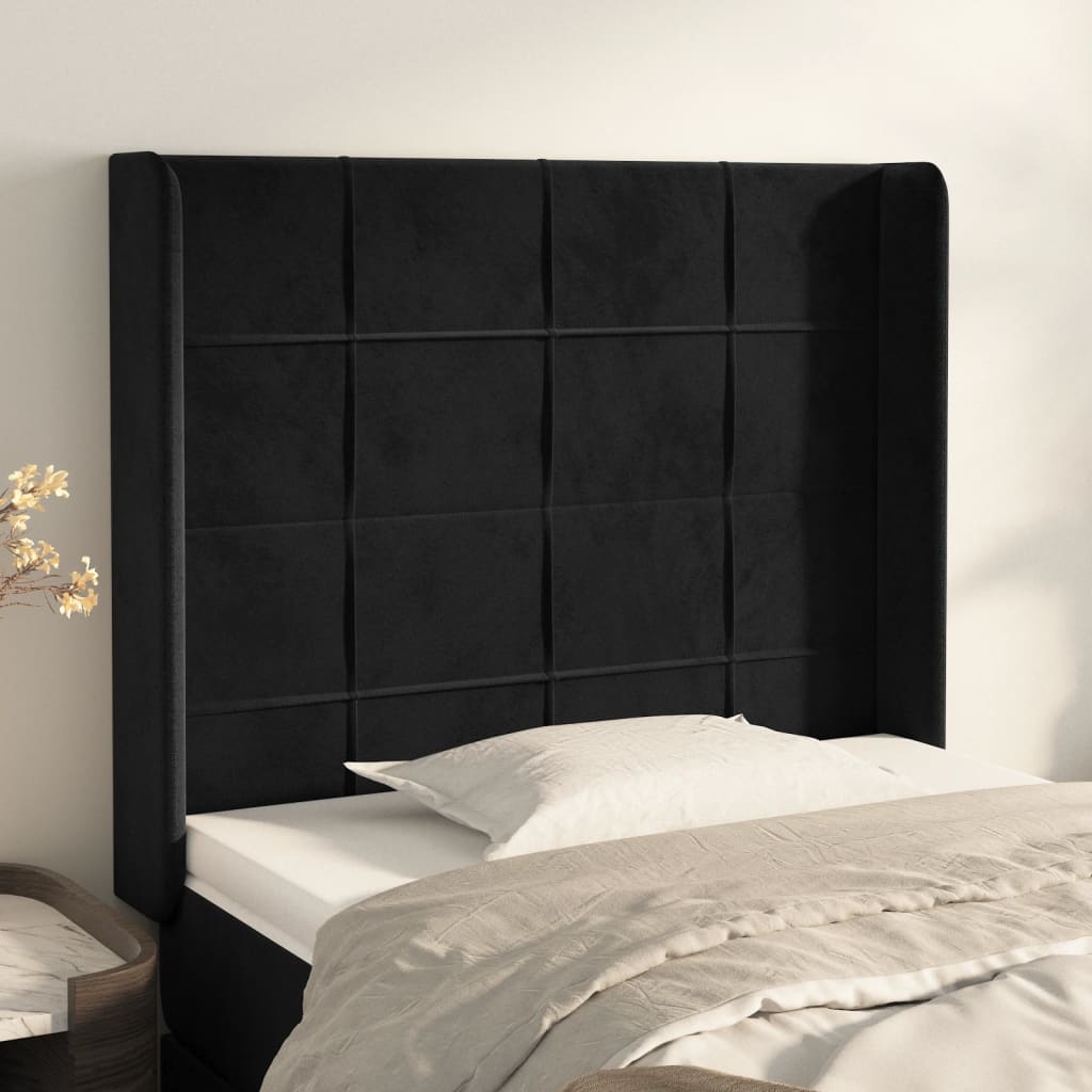 Kopfteil mit Ohren Dunkelblau 93x16x78/88 cm Samt