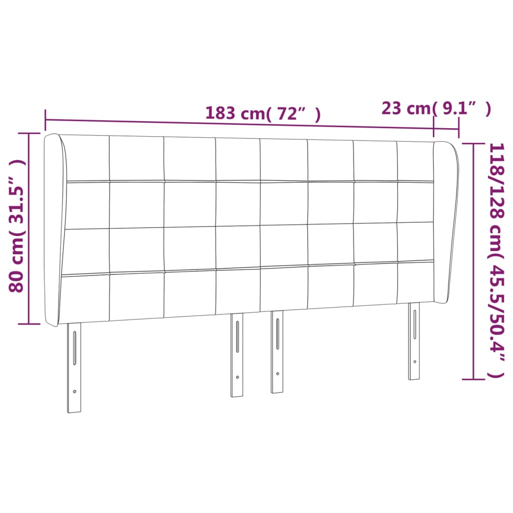 Kopfteil mit Ohren Dunkelblau 93x23x78/88 cm Samt