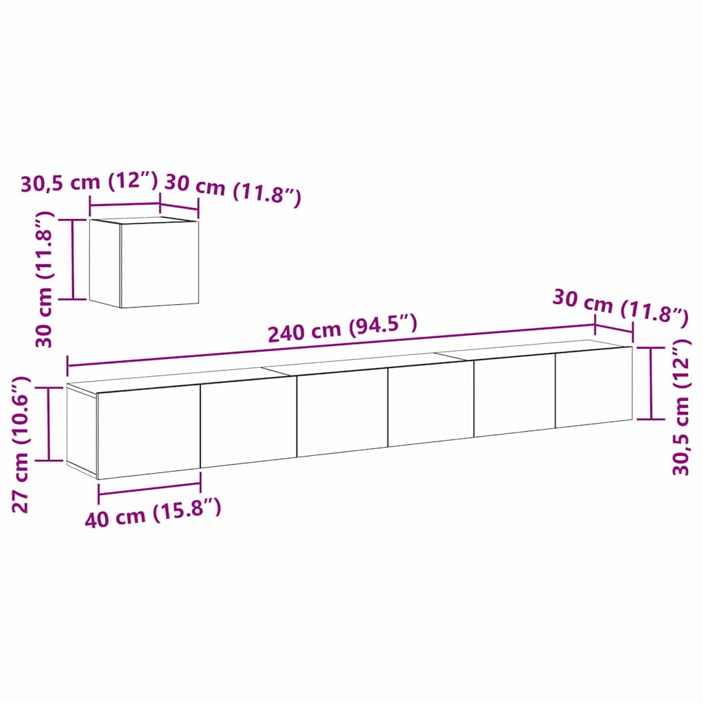 4-tlg. TV-Schrank-Set Weiß Holzwerkstoff
