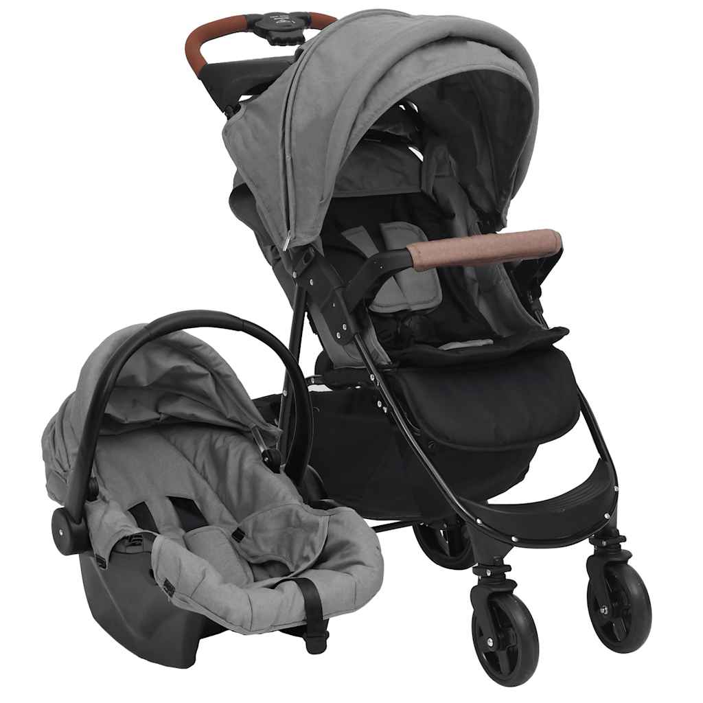 2-in-1 Kinderwagen Hellgrau Stahl