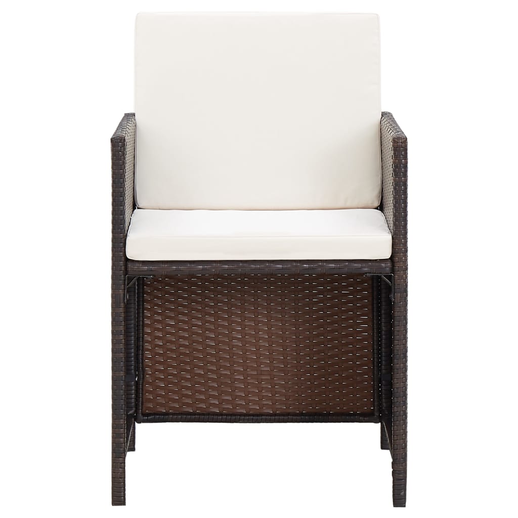 4-tlg. Gartenstuhl und Hocker Set Poly Rattan Schwarz
