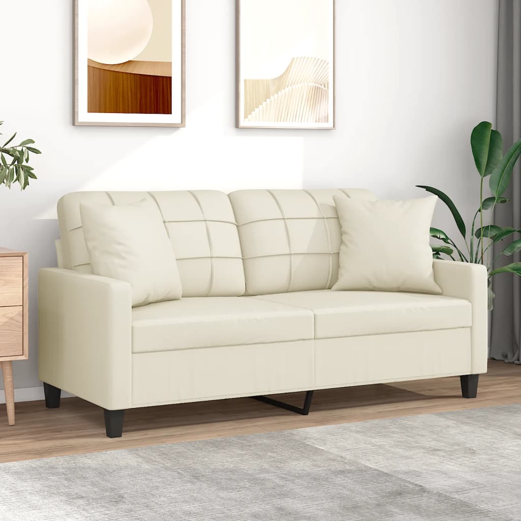 3-Sitzer-Sofa mit Zierkissen Schwarz 180 cm Kunstleder