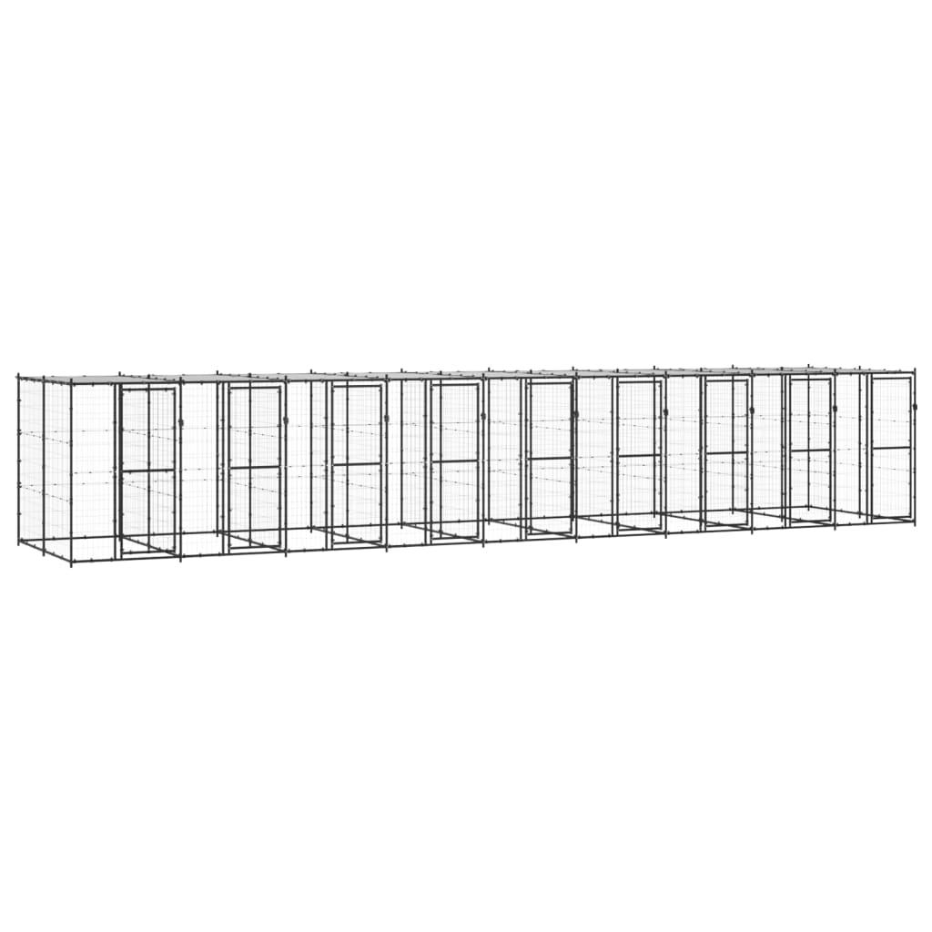 Outdoor-Hundezwinger Stahl mit Überdachung 110x220x180 cm