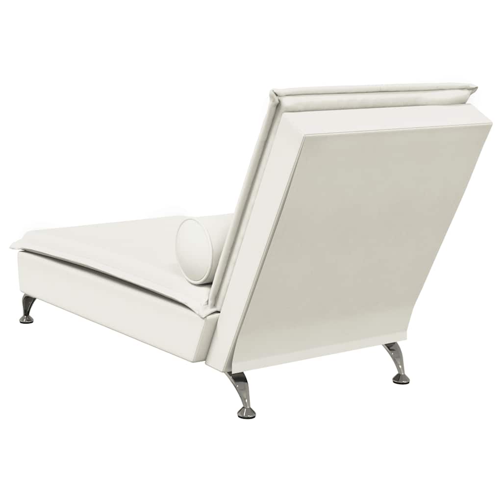 Massage-Chaiselongue mit Nackenrolle Hellgrau Samt
