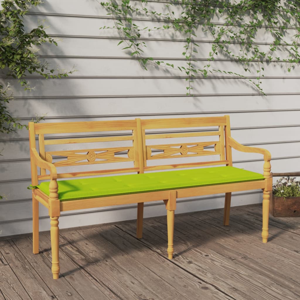 Batavia-Gartenbank mit Anthrazit Kissen 120 cm Teak Massivholz