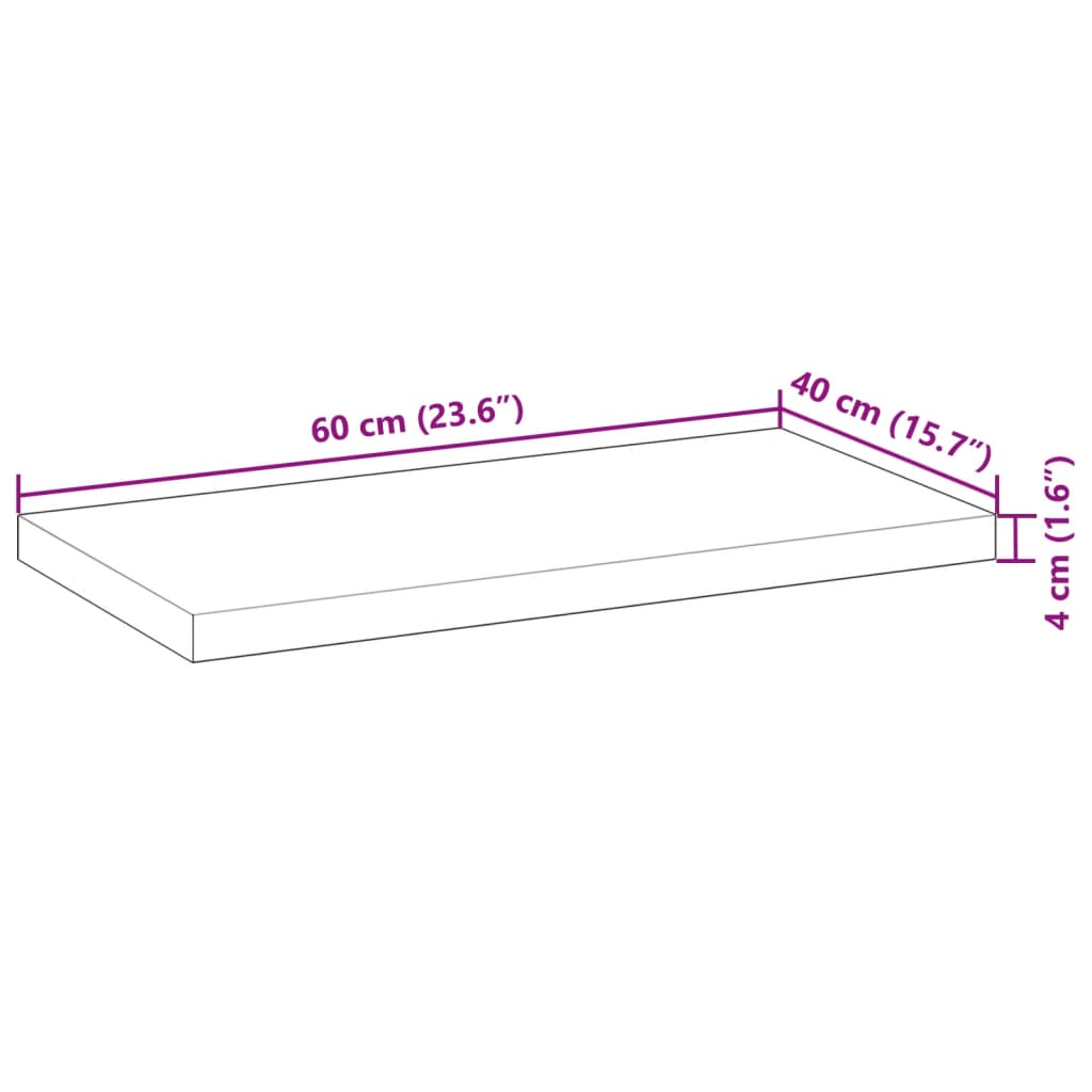 Tischplatte 40x20x2 cm Rechteckig Massivholz Akazie