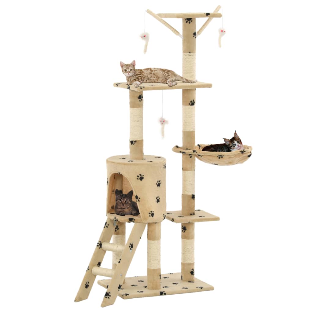 Katzen-Kratzbaum mit Sisal-Säulen 138 cm Grau