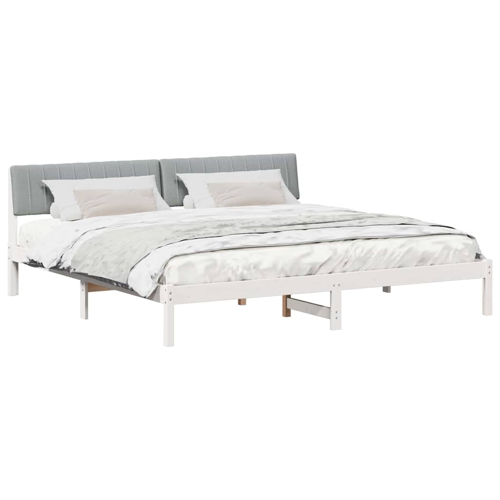 Bettgestell Braun und hellgrau 200 x 200 cm Massivholz Kiefer