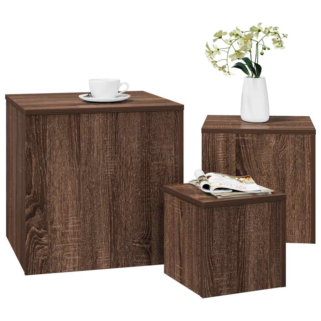 Beistelltische 3 Stk. Weiß Holzwerkstoff