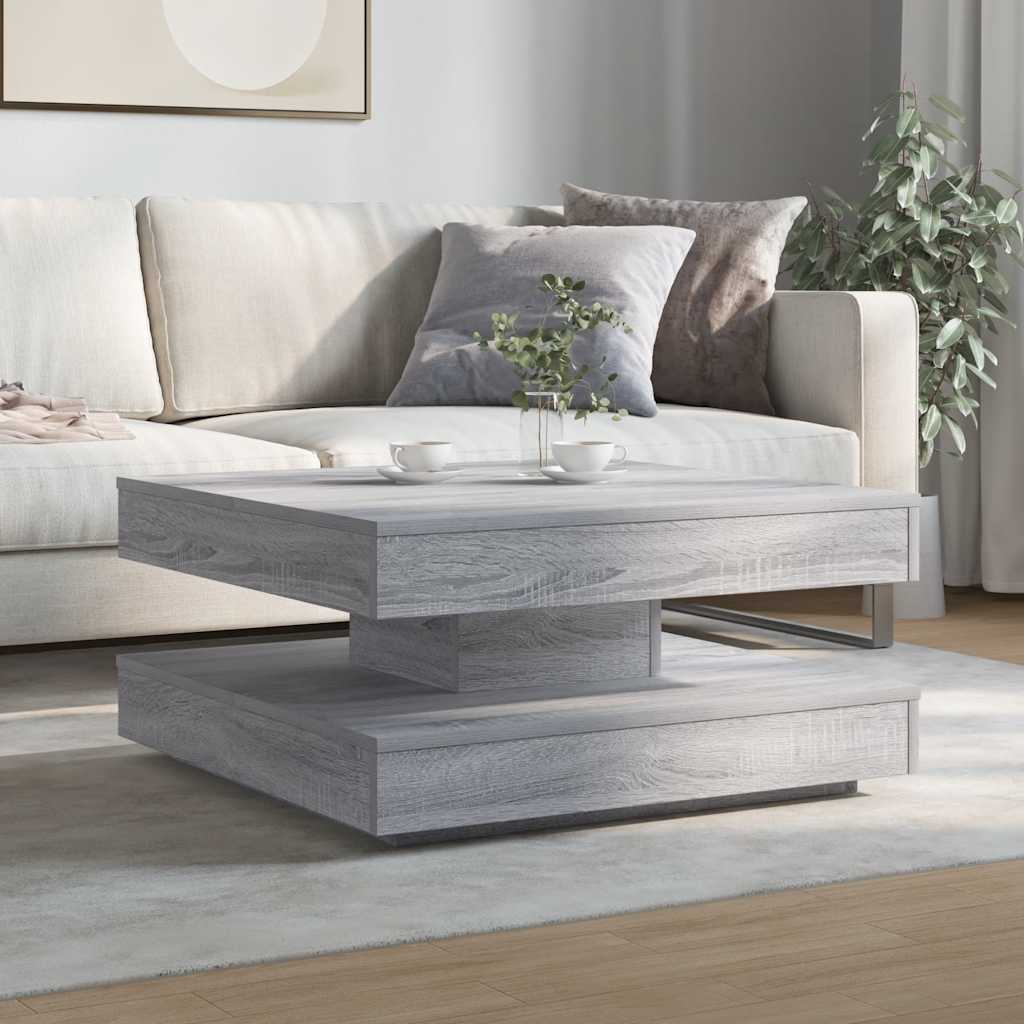 Couchtisch 360-Grad Drehbar Weiß 90x90x34,5 cm