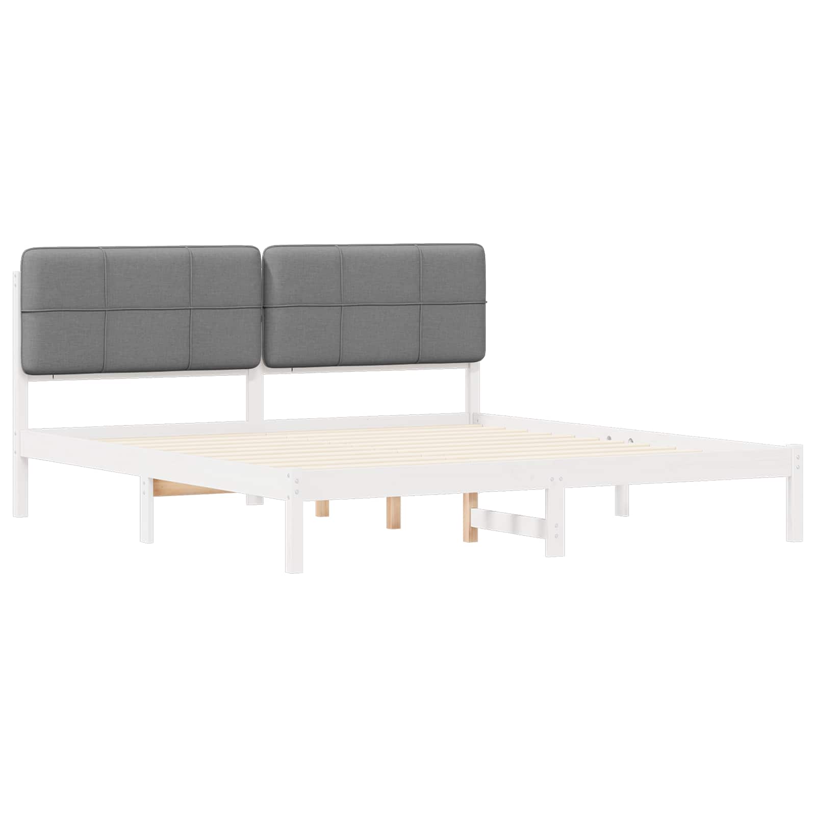 Bettgestell mit gepolstertem Kopfteil Hellgrau 200 x 200 cm