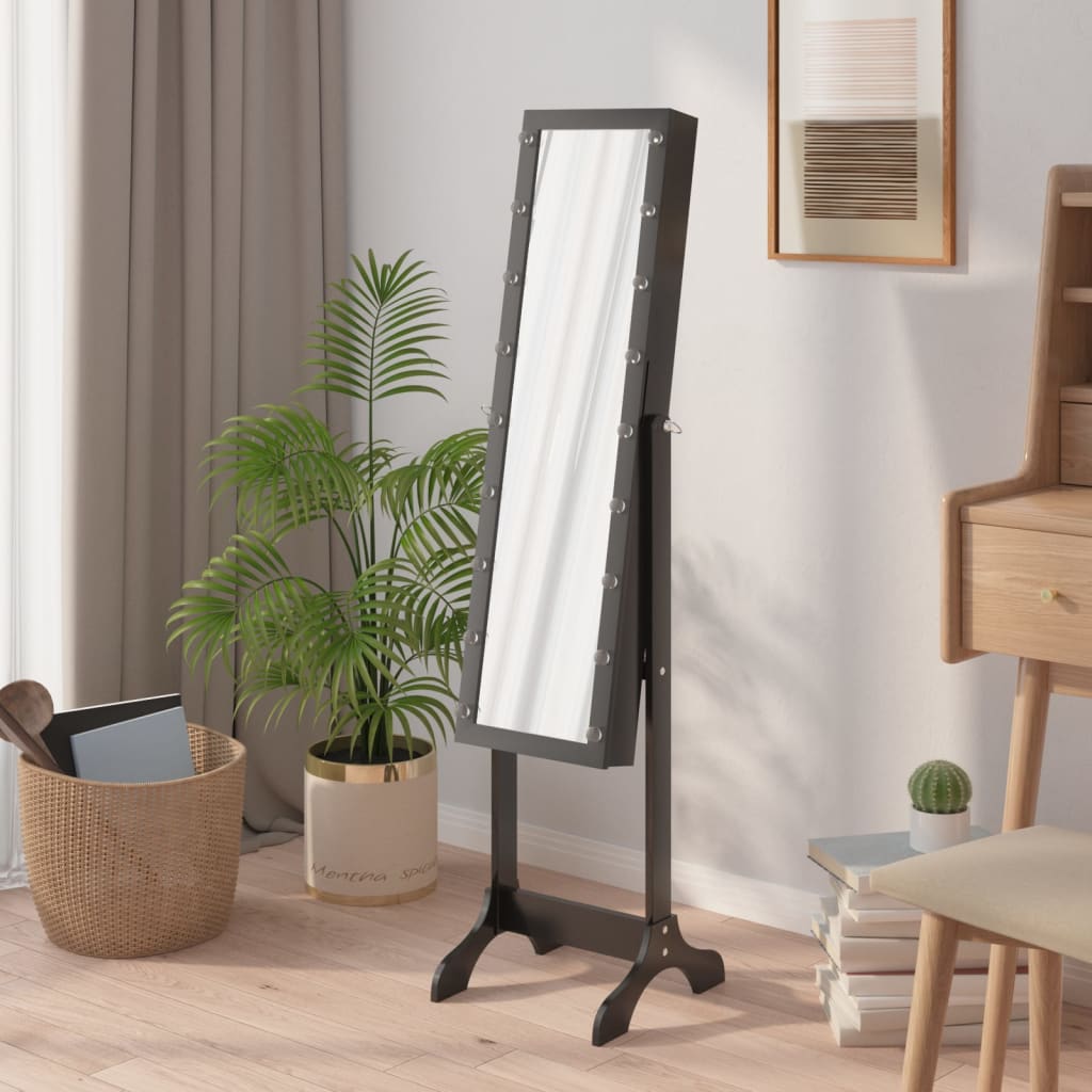 Standspiegel mit LED Weiß 34x37x146 cm