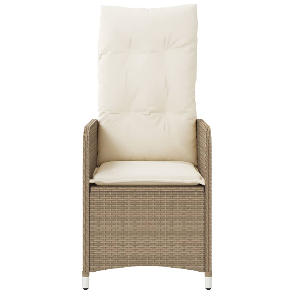 Gartensessel Verstellbar mit Kissen Schwarz Poly Rattan
