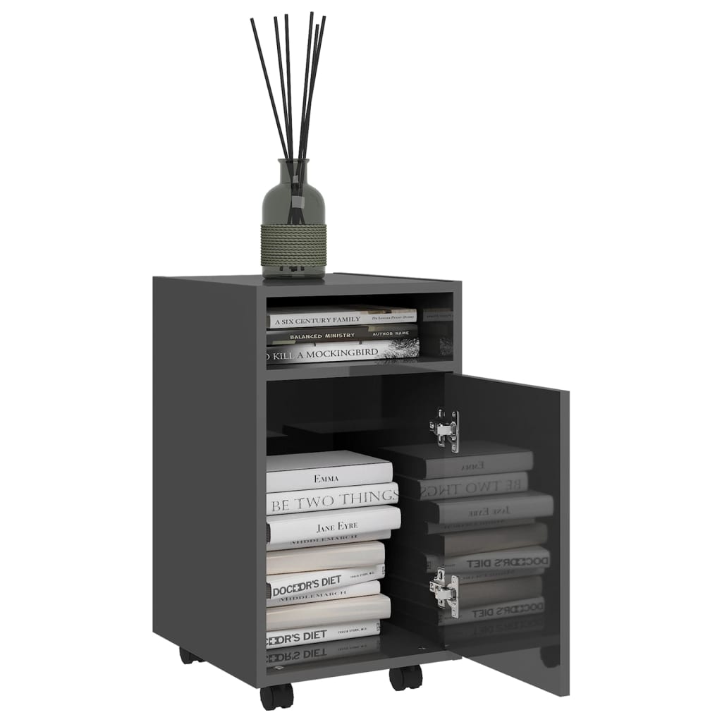 Beistellschrank mit Rollen Weiß 33x38x60 cm Holzwerkstoff