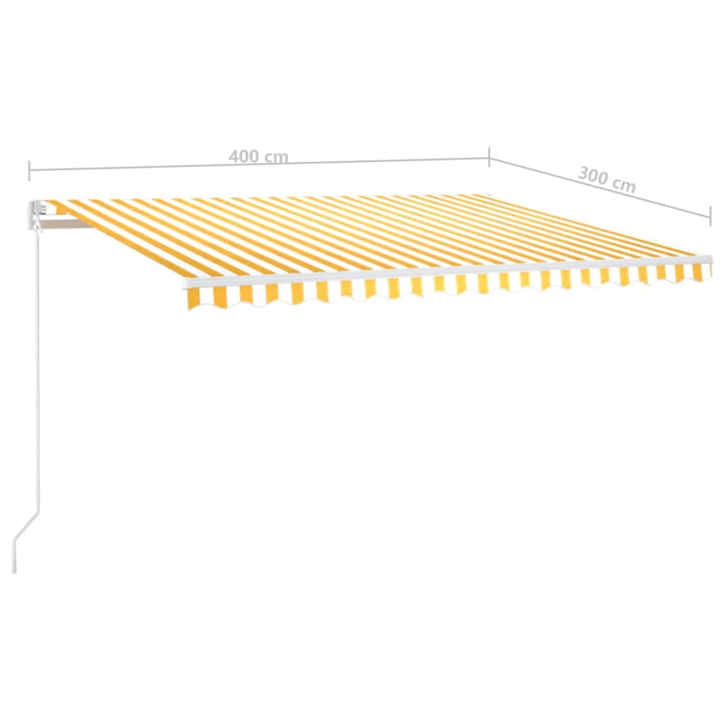 Markise Manuell Einziehbar mit LED 300x250 cm Blau und Weiß