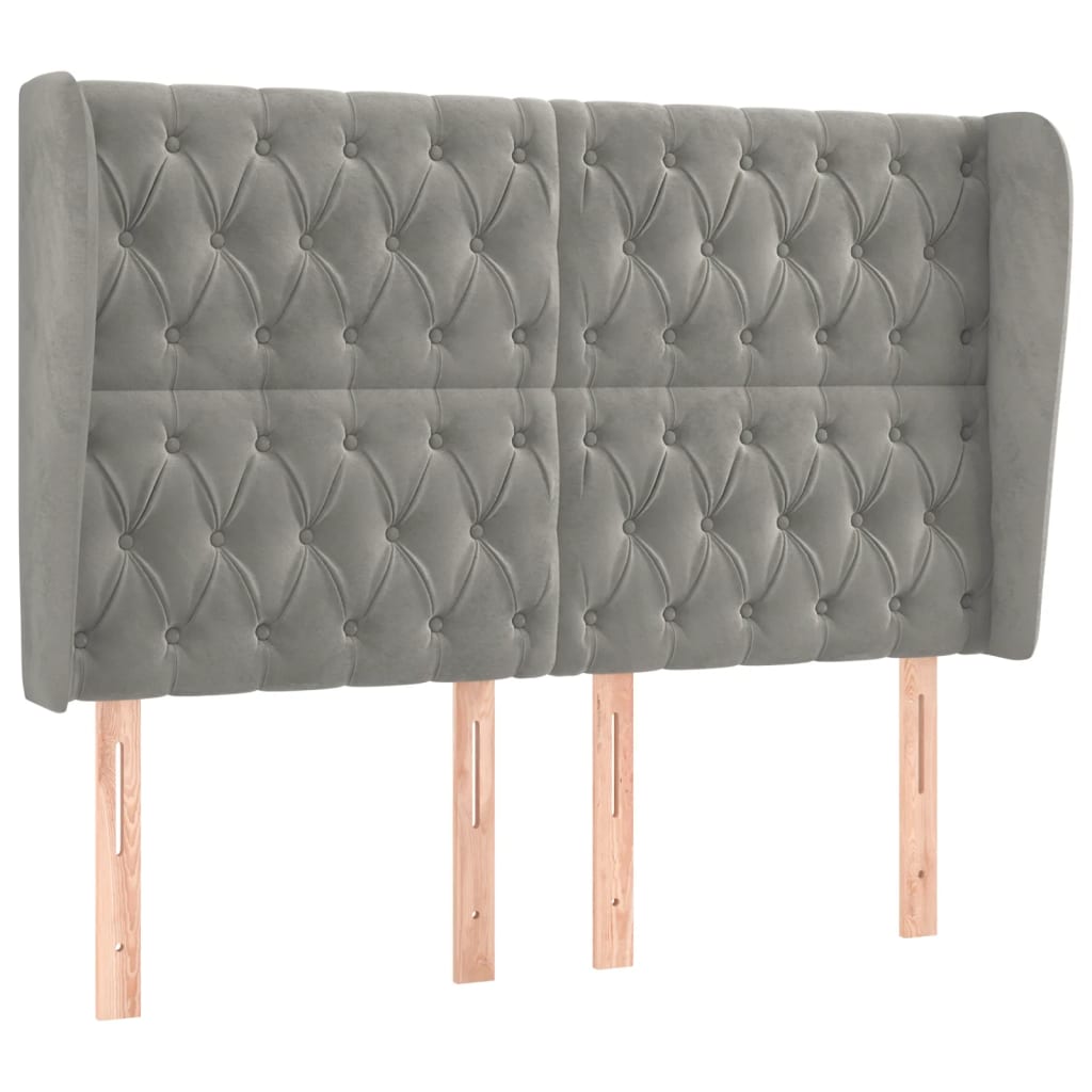 Kopfteil mit Ohren Dunkelblau 93x23x78/88 cm Samt