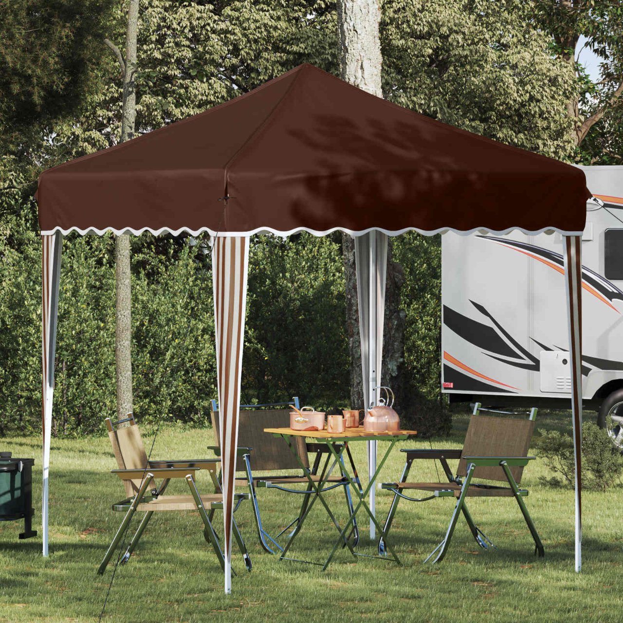 Pop-up Partyzelt 195 x 195 x 245 cm Creme Oxford-Stoff