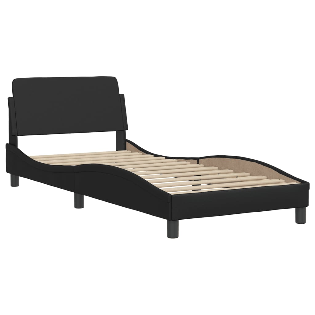 Bett mit Matratze "Dover" Schwarz 80x200 cm Kunstleder