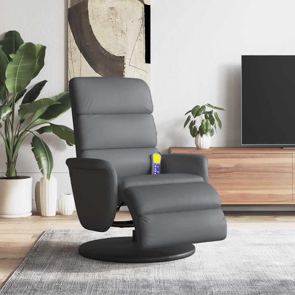 Massagesessel mit Fußteil Schwarz Kunstleder