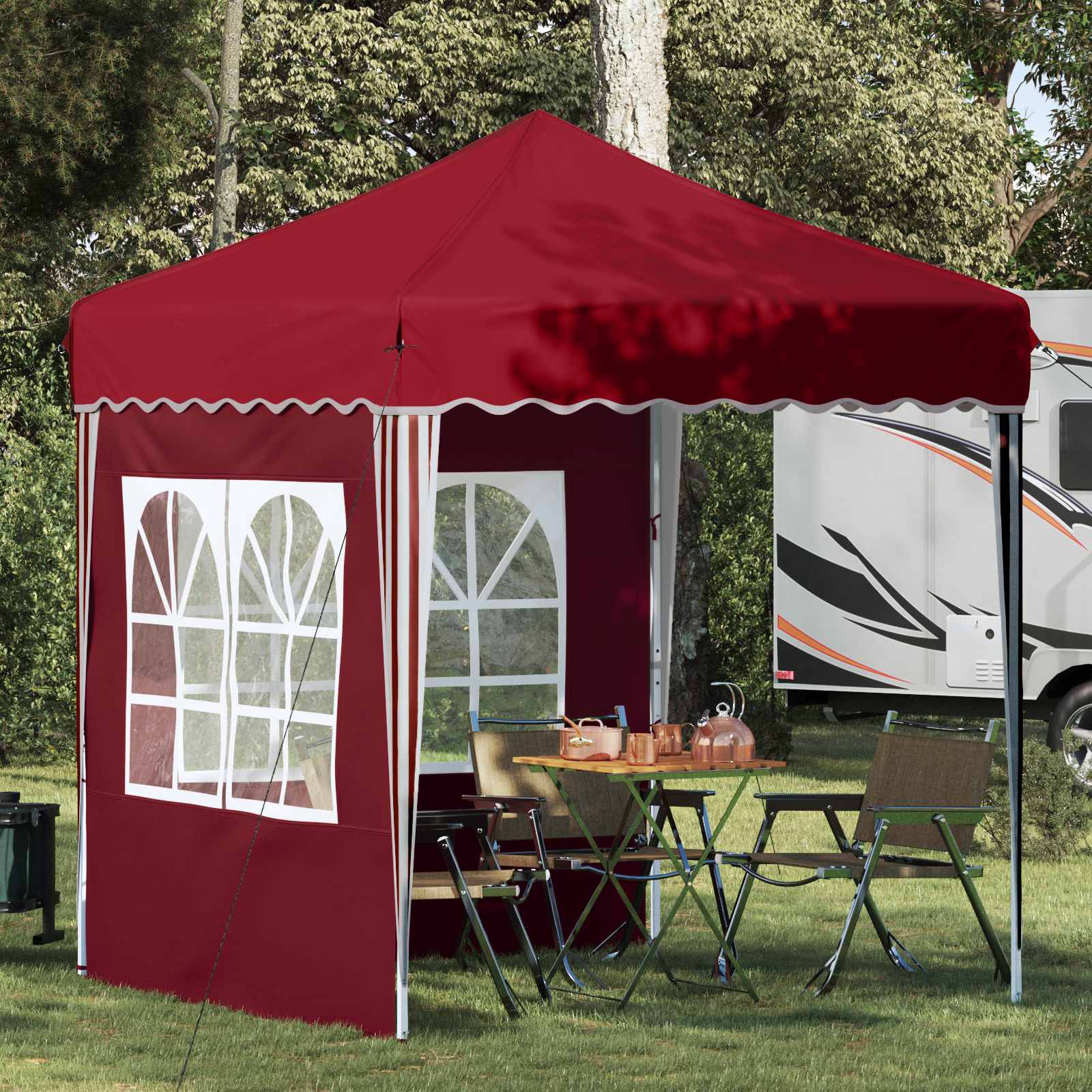 Pop-up Partyzelt 195 x 195 x 245 cm Creme Oxford-Stoff