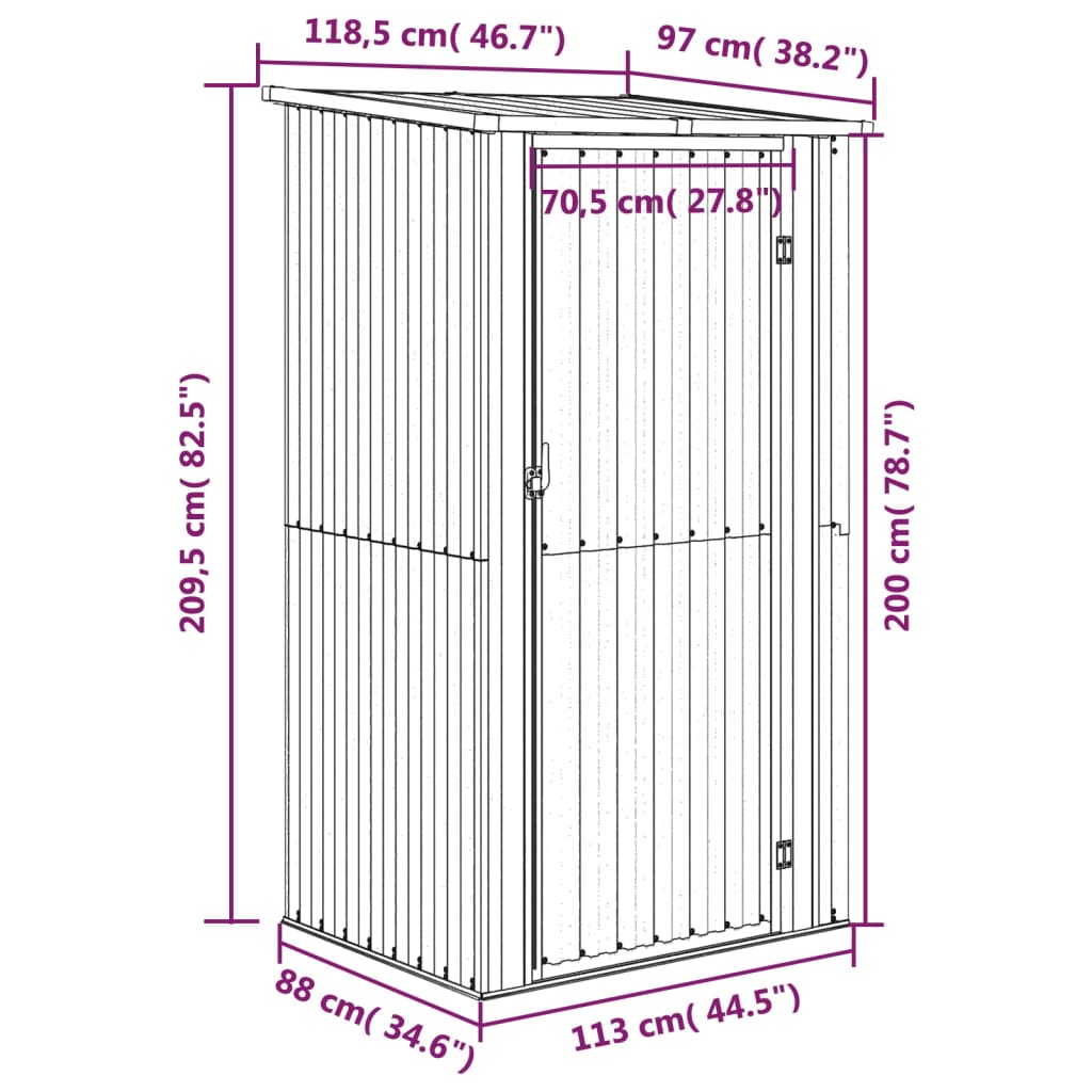 Gartenhaus Grün 118,5x97x209,5 cm Verzinkter Stahl