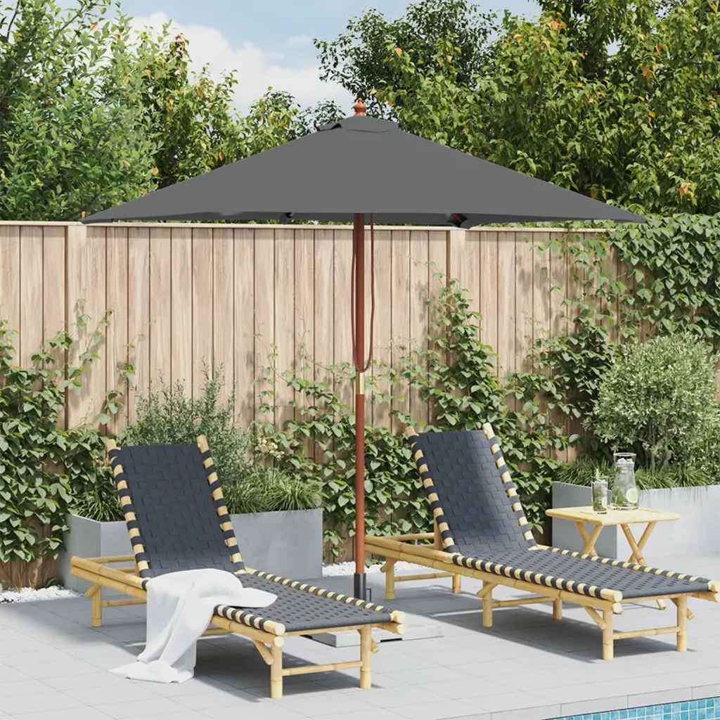 Sonnenschirm mit Holzmast Schwarz 150x200 cm