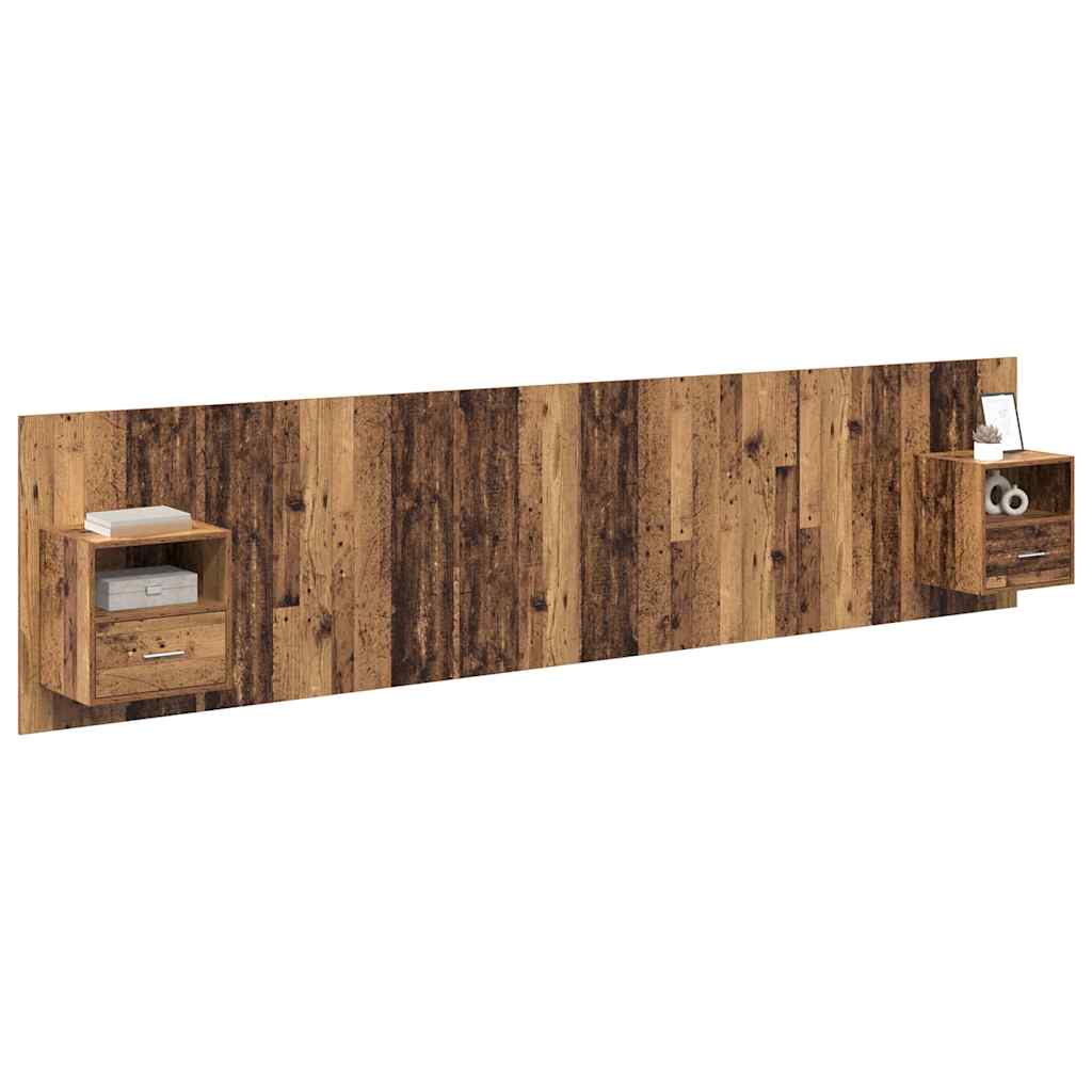 Kopfteil mit Nachttischen Weiß Holzwerkstoff
